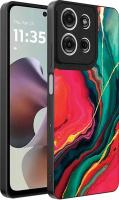 Produktbild von Geeignet für Motorola Moto G56 Telefon Fall mit roten grünen Marmor Print - TPU Backcover Fall rot grün Marmor Design - Smartphonica