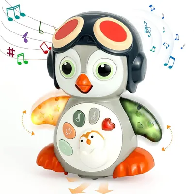 Produktbild von Ein Pinguin-Spielzeug, das läuft, wackelt, leuchtet und Musik spielt; geeignet als frühes Lernspielzeug für Babys im Alter von 6-12 Monaten.