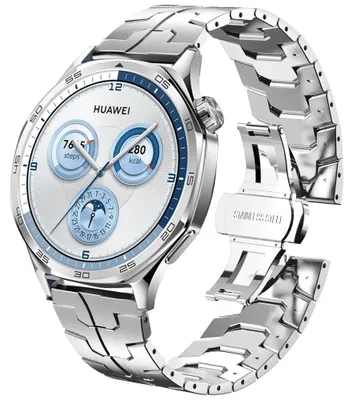 Immagine prodotto di Bracciale in acciaio inossidabile per smartwatch - compatibile con modelli Watch GT 6 Pro, GT6, GT5, GT4, GT3 - 22 mm, universale - chiusura a farfalla - colore argento