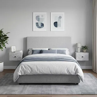Immagine prodotto di vidaXL Comodino da parete, set da 2 pezzi, grigio cemento, 33 x 34,5 x 20 cm