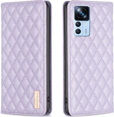 Produktbild von Xiaomi 12T Pro Hülle, Elegant Bookstyle Flip Leder Kartenfächer Schutzhülle mit Ständer für Xiaomi 12T / 12T Pro Lila