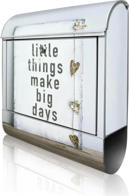 Zdjęcie produktu dla banjado design skrzynka na listy stalowa srebrna z przegrodą na gazety malowana proszkowo "Little Things" 38x46x12,5cm & 2 klucze - Skrzynka pocztowa A4 z materiałem montażowym [BK 12708]