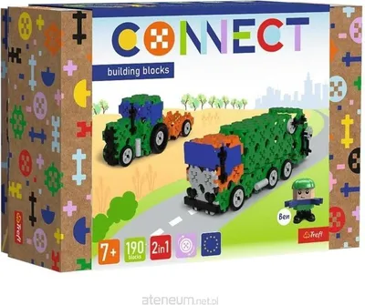 Zdjęcie produktu dla Trefl Zestaw klocków Connect 2w1: Śmieciarka / Traktor, Klocki do budowania, 7 lat(a), Celuloza, Plastik, 190 szt., 754 g