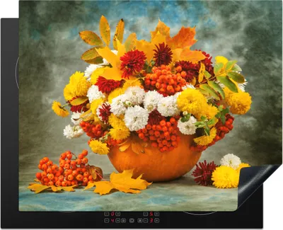 Produktbild von KitchenYeah© Herdabdeckplatte Blumen - Herbst - Obst , 65x52cm, Küche Deko, Glaskeramikkochfeld Herdabdeckung, Abdeckplatte fùr Kochfeld