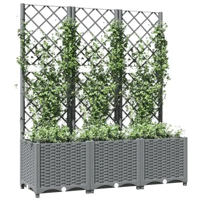 Produktbild von vidaXL Pflanzkübel mit Rankgitter Hellgrau 120x40x136 cm PP - Blumentöpfe & Pflanzgefäße