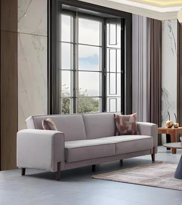 Produktbild von Beiger Dreisitzer Luxus 3-Sitzer Wohnzimmer Designer Sitzmöbel Sofas