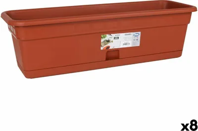 Produktbild von Pflanzgefäß mit Schale Dem Squares Rechteckig Braun 60 x 20 cm (8 Stück)