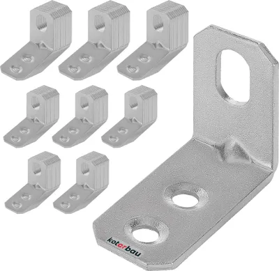 Produktbild von KOTARBAU® 100er Set Verstellwinkel 25 x 35 x 16 mm Einfassungswinkel Winkelverbinder Eurowinkel Langloch Regulieröffnung Sicke Holzverbinder Montagewinkel