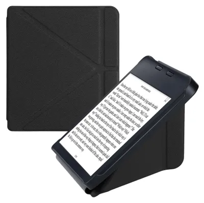 Produktbild von kwmobile Schutzhülle für Kobo Libra 2 Hülle - Kunstleder Case - eReader Klapphülle mit Auto Sleep Funktion - Cover mit Ständer - Schwarz