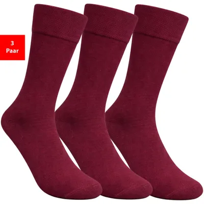 Produktbild von Diabetikersocken Damen & Herren Gesundheitssocken ohne Gummibund & Naht weich druckfrei - Rot 47-50 3 Paar