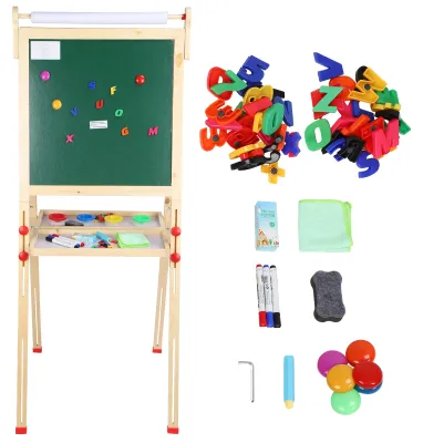Produktbild von Doppelseitige Kinder-Zeichenstaffelei, höhenverstellbares Whiteboard-Tafel-Zubehörset