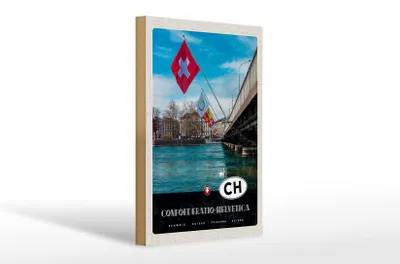 Produktbild von Holzschild Reise 20x30cm Confoederatio Helvetica Brücke