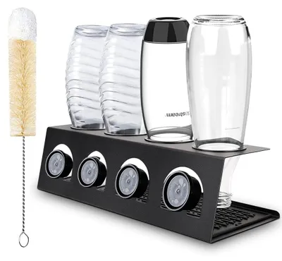 Flaschenhalter für SodaStream, 4 Flaschen, Edelstahl, Abtropfgestell