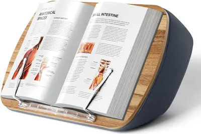 Obrázek produktu pro Integrovaný stojan na knihy s polštářkem na čtení do postele, na pohovku nebo na stůl, kompatibilní s tabletem a notebookem (šedý)