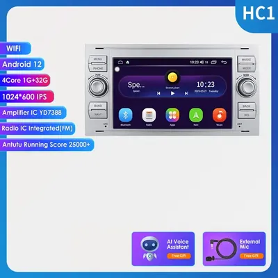 Obrázok produktu pre Autorádio Android, Ford Focus S-max C MAX Kuga Galaxy Fiesta Transit Fusion Connect Mondeo Carplay Autorádio Audio AI Voice