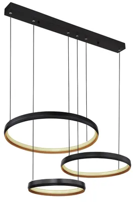 Produktbild von LED Hängeleuchte, Metall, Ringe, schwarz gold, dimmbar, CCT