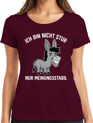 Immagine prodotto di I'm not stubborn just opinionated Donkey funny saying humour Maglietta da donna, Borgogna, M