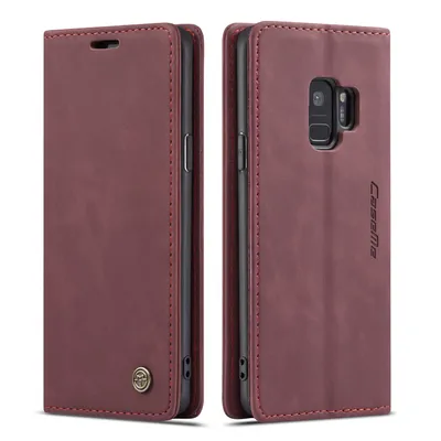 Produktbild von Galaxy S9 Hülle, Retro Kunstledertasche, Kartenfächer, Standfunktion Schutzhülle für Samsung Galaxy S9 Rot