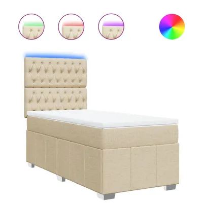 Produktbild von vidaXL Boxspringbett mit Matratze Creme 90x200 cm Stoff