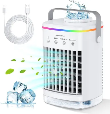 Produktbild von Mini Klimaanlage 3in1 Luftkühler, 700ml, 4 Stufen & 3 Modi, Timer 2-8h, LED Nachtlicht, leise & tragbar, USB Air Cooler für Büro & Schlafzimmer