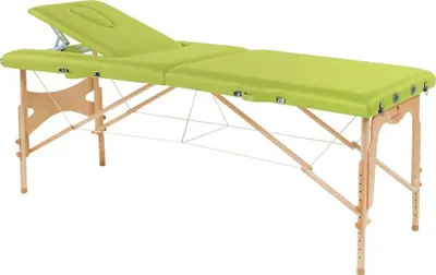 Produktbild von Behandlungsliege, Massageliege, Liege klappbar, mobil, Höhe 57-85 cm, aus Holz, Farbe:58 kiwi
