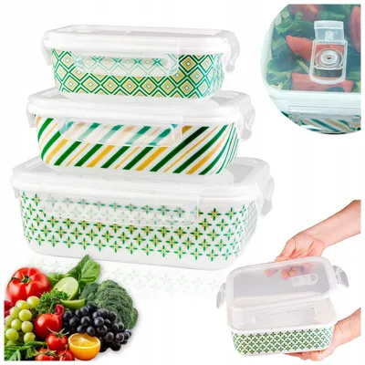 Produktbild von SuperButelki.pl - Lebensmittelbehälter, Glas, 3 Stück, 400ml, 650ml, 1000ml, luftdicht, Lunchboxen mit Deckel, Lunchbox