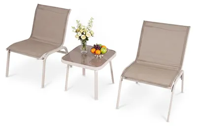 Produktbild von KOMFOTTEU Gartenmöbel Set, Balkonmöbel mit 2 Stühlen & Beistelltisch