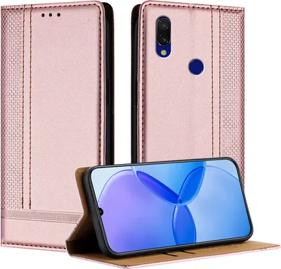 Obrázek produktu pro Pouzdro pro Xiaomi Redmi 7 kožené flipové pouzdro s funkcí stojánku Růžový