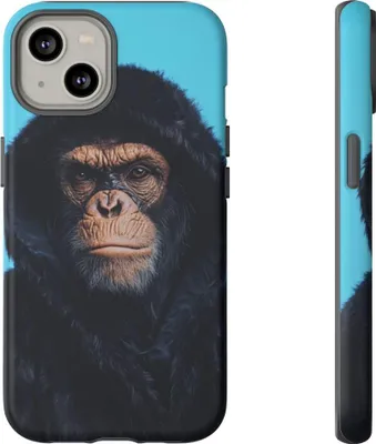Produktbild von Affenporträt im schwarzen Hoodie – Handyhülle Kompatibel mit iPhone 14