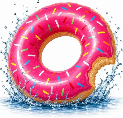 Produktbild von Donut Schwimmring aufblasbar Ø 120 cm – Schwimmreifen für Pool, See, Strand & Wasser (Donut Pink)