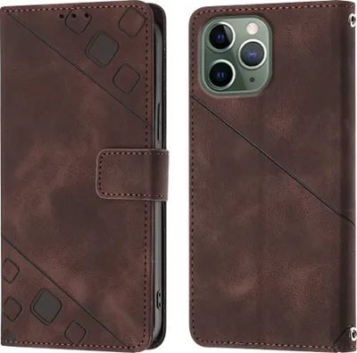 Produktbild von Hülle für iPhone 11 Pro Max Prägung Flip Leder Brieftasche Schutzhülle mit Ständer Braun