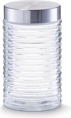 Produktbild von Zeller Vorratsglas "gerillt", 1000 ml, Edelstahldeckel Ø10,5x17,5