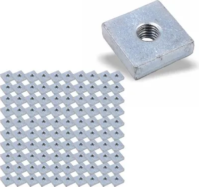Produktbild von 100x Nutenstein | Gewindeplatte 20x20x6 mm M8 Gewinde mittig | Stahl galvanisch verzinkt