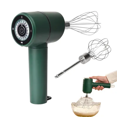 Produktbild von Elektrischer Handmixer, USB-aufladbar kabelloser Rührbesen, 3 präzise Stufen, 20 W Motor, 2000 mAh, für Küche, Backen & Kochen (grün)