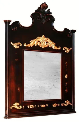 Produktbild von Echtes Holz Spiegel Holzrahmen Wandspiegel Braun Geschnitzt klassischer Spiegel
