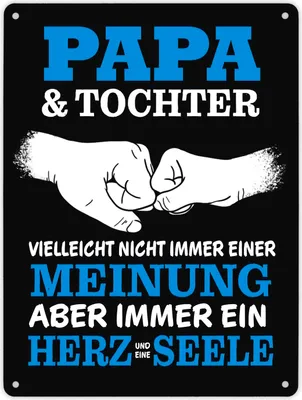 Produktbild von Papa & Tochter, ein Herz und eine Seele Metallschild XL in 21x28 cm mit Spruch