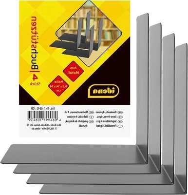 Obrázek produktu pro Sada 4 kusů černých kovových stojánků na knihy, 14 cm