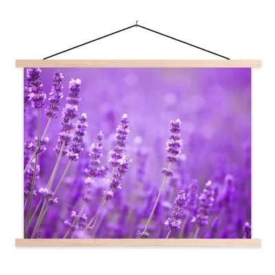 Produktbild von MuchoWow® Textilposter Lavendel - Nahaufnahme - Blumen - Lila 60x45 cm mit holzfarbenen Rahmen - Bild