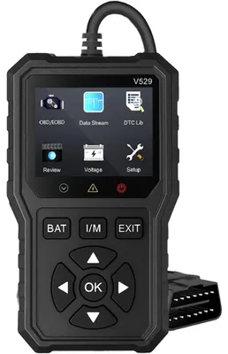 Obrázek produktu pro Tester autodiagnostika OBD2 Foxsur V529, test baterie, vyhledávání DTC, 10 jazyků, motorové kódy, senzor O2, EVAP, Freeze Frame, I/M, černá
