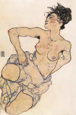 Produktbild von Egon Schiele Kunstdruck Bild - Kniende Halbnackte, 1917 (120 x 180 cm)