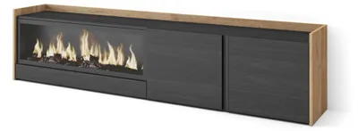 Immagine prodotto di Mobili TV effetto legno nero e rovere 212x35x50cm camino effetto fuoco