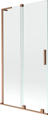 Obrázek produktu pro Mexen Velar L vanová zástěna 2křídlová posuvná 100 x 150 cm, transparentní, kartáčovaná měď - 896-100-003-01-65