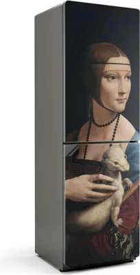 Zdjęcie produktu dla Dama z łasiczką Leonarda da Vinci - Pokrowiec magnetyczny na lodówkę - Folia magnetyczna na drzwi lodówki - 60x190 cm - Pokrowiec magnetyczny na lodówkę - Folia magnetyczna na drzwi lodówki - Samoprzylepna tablica magnetyczna - Lodówka Magnetic Deco - 60x190 cm
