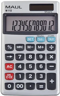 Image de Calculatrice de poche MAUL M 112 affichage LCD 1 ligne, 12 chiffres pile solaire 11.9 x 7 x 1 cm argent