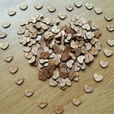Produktbild von Romantische 100 PCs Holz Liebe Herz Hochzeitstisch Streudekoration Handwerk