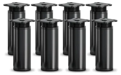 Produktbild von 8er Set sossai moderne runde Möbelfüße in Schwarzmatt 100mm höhenverstellbar Schrankfüße Sockelfüße