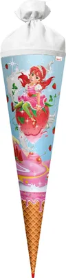 Produktbild von ROTH Schultüte Erdbeerella 70 cm groß - Glitter - rund Rot(h)-Spitze Filzverschluss - Zuckertüte Erdbeere Glitzer