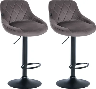 Produktbild von 2er Set Barhocker Lazio Samt schwarz grau