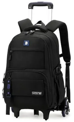 Immagine prodotto di Zaino da scuola con ruote, 6 ruote, removibile, altezza regolabile, idrorepellente, 31 litri, colore nero