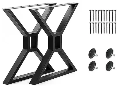 Immagine prodotto di Set di 2 gambe per tavolo in acciaio a forma di "X"